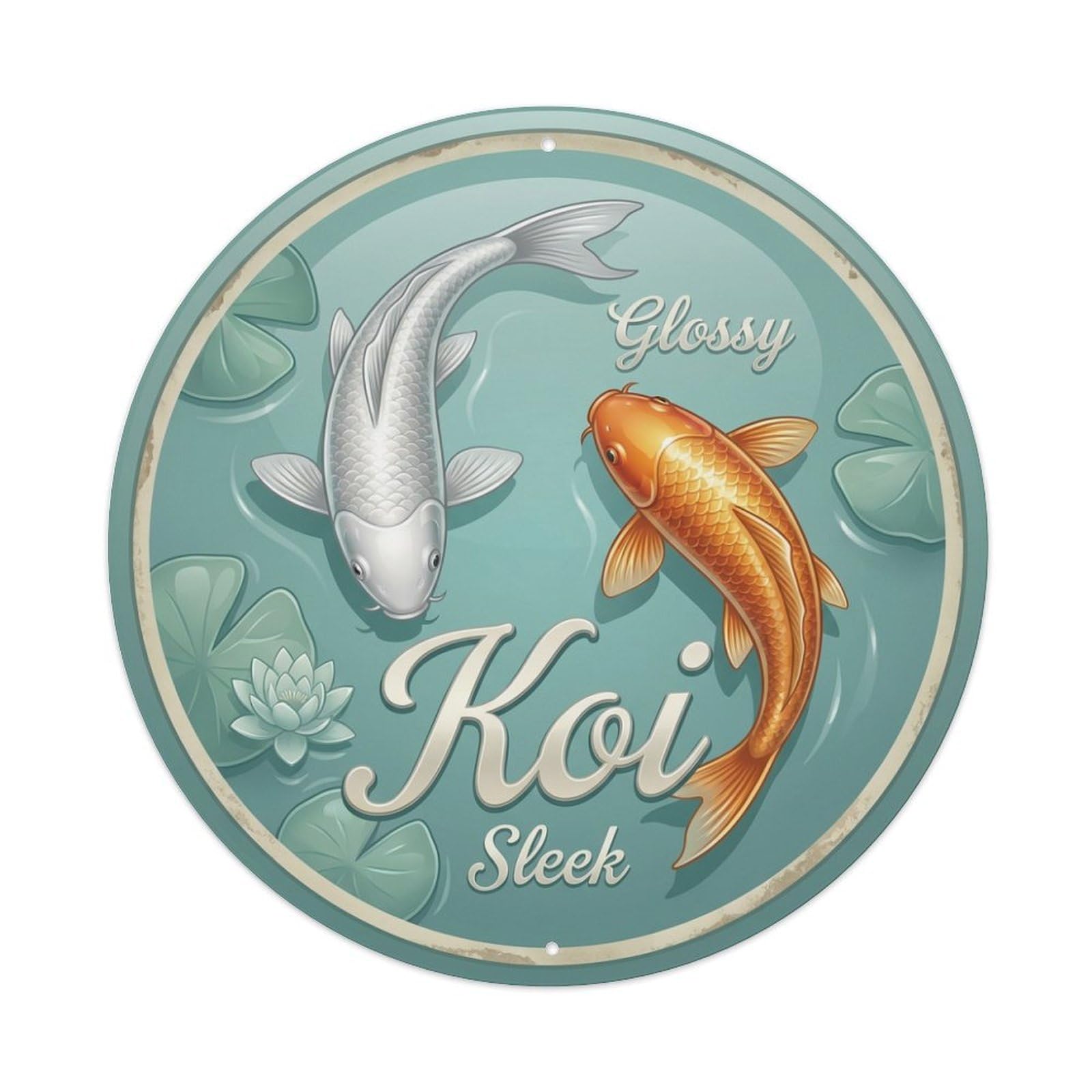 Tgrcjimh Style Metal Tin Sign Koi Fish Glossy Sleek Polished Smooth Silky Waters