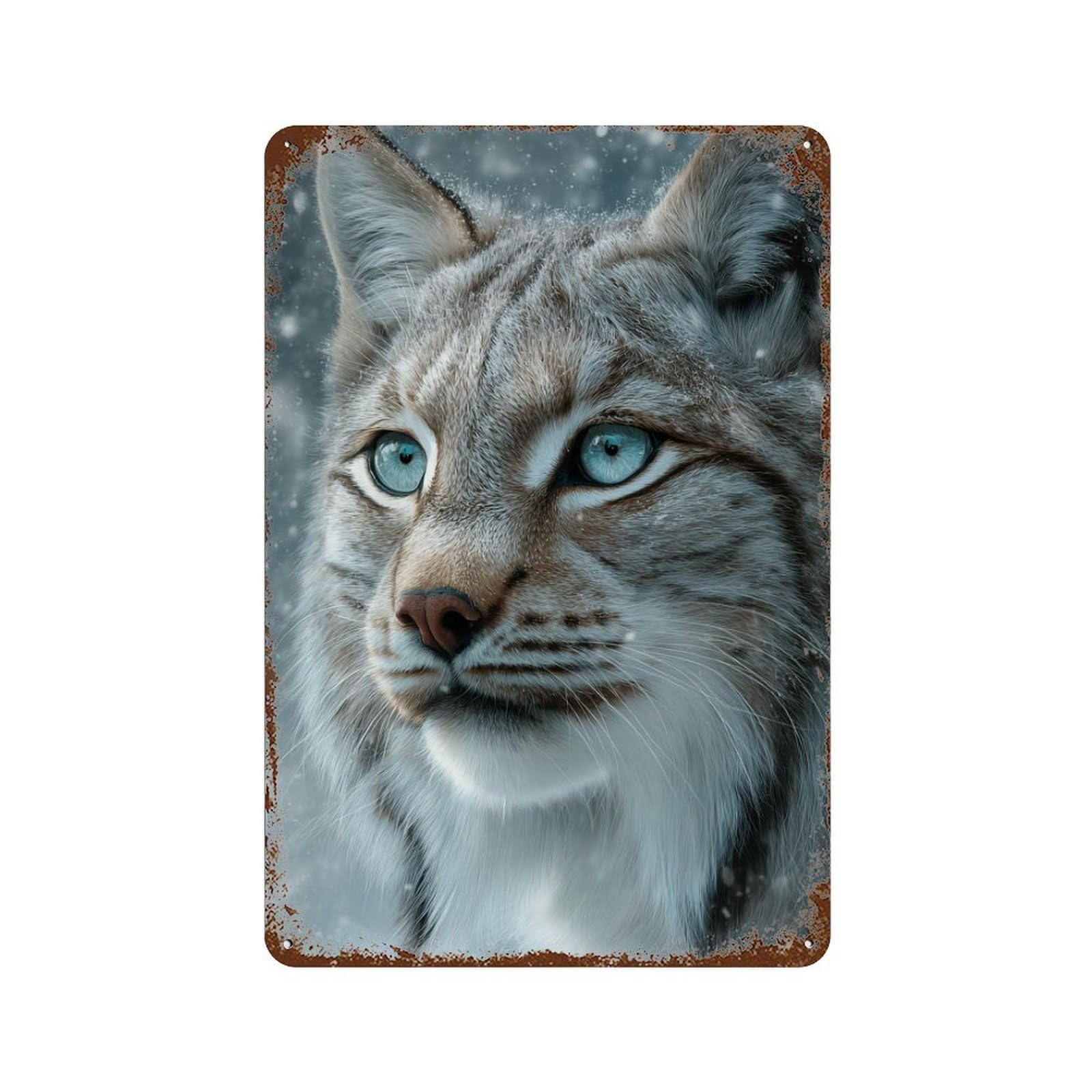Winter Lynx Portrait-1 11.8"x7.9" Decorative Tin Sign, Farmhouse Wall Decor for Farmhouse, Kitchen And Entryway Decor