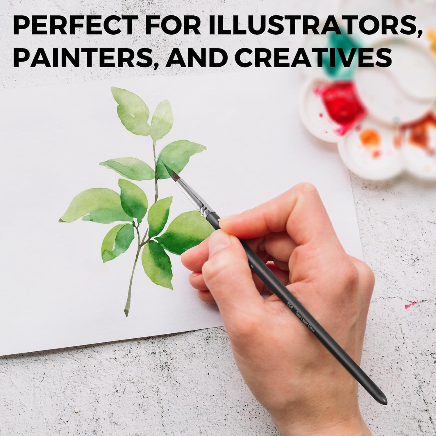 Watercolor Brushes Professional, 4Pcs Extended Needle Point Brushes Synthetic Extra Long Pinhead Brush, Sable Body with Belly Reservoir for Continuous Painting - Fine Tip Paintbrushes for Artists