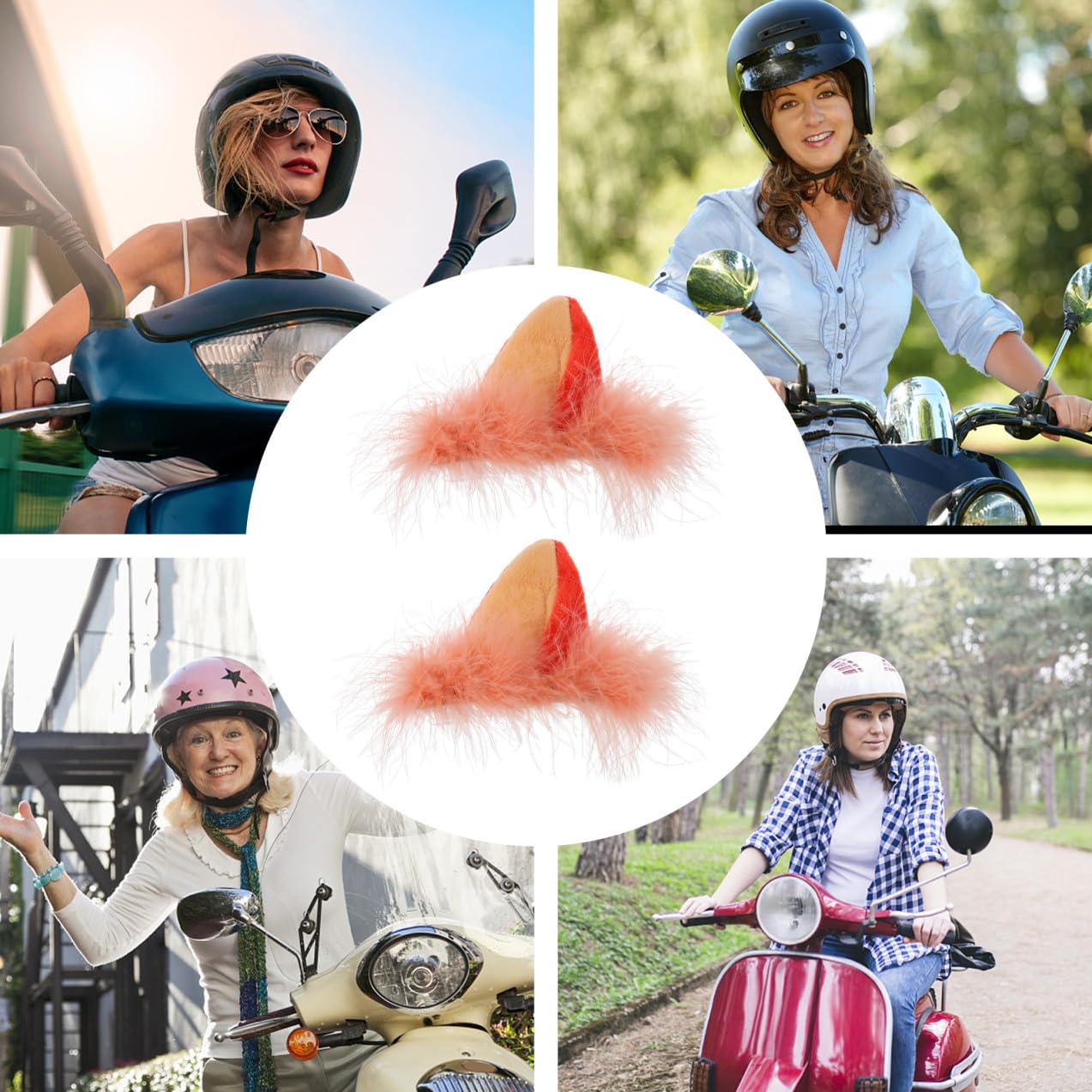 SOLUSTRE 3paires Décoration De Casque De avec Oreilles De Renard Peluche Accessoire pour Casques De Vélo Et Scooter Facile à Installer Parfait pour De