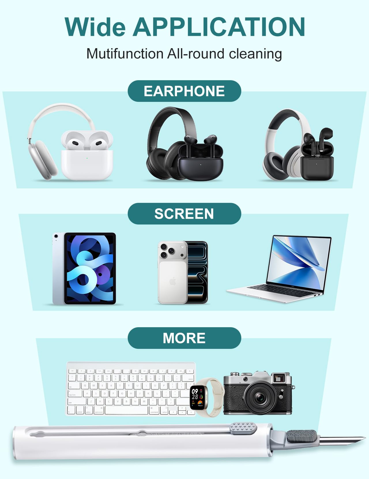 Paquete de 2 limpiadores para Airpods Pro 4, 3, 2, 1, herramienta de limpieza multifunción con esponja de cepillo suave para auriculares inalámbricos, auriculares Bluetooth, iPhone, electrónica