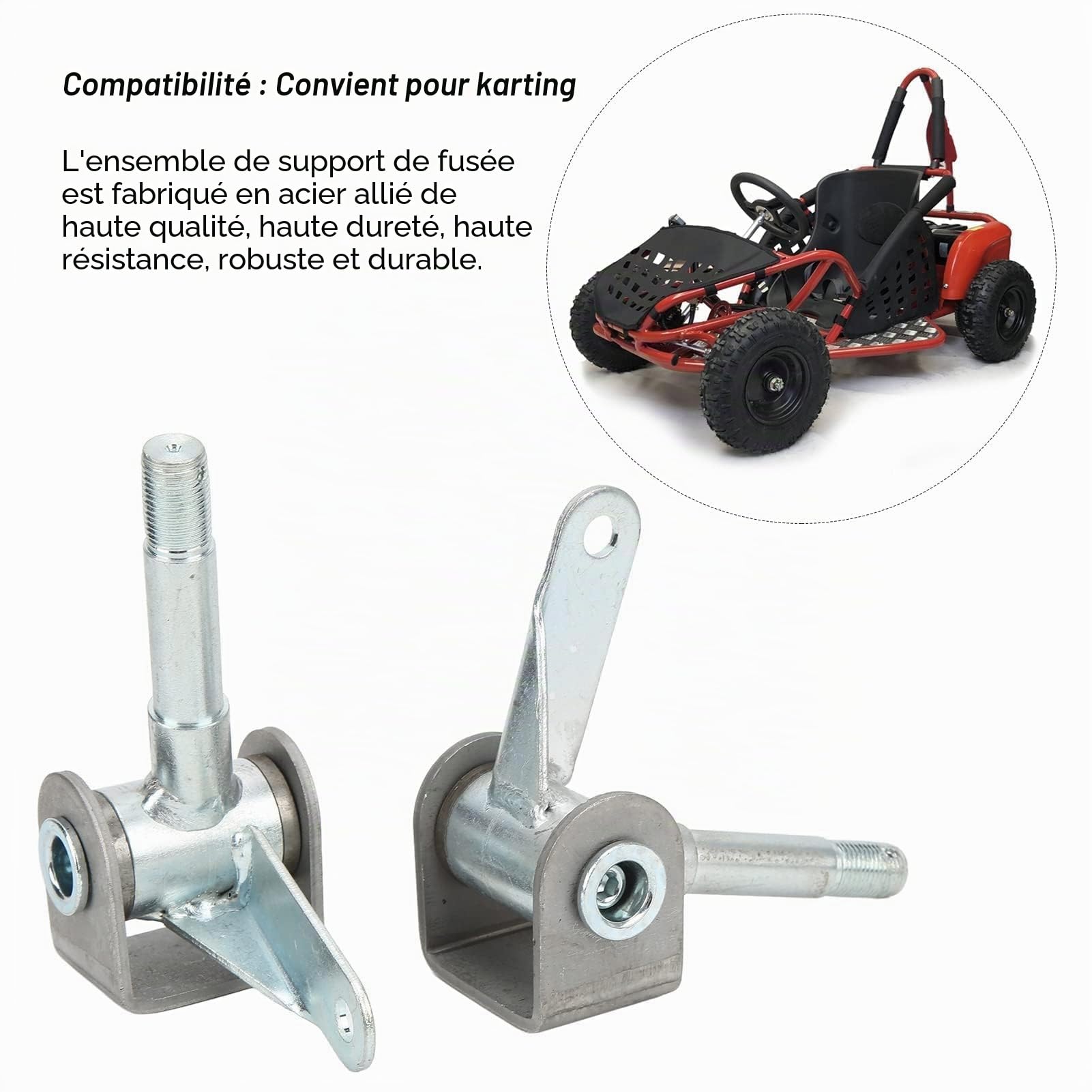 Agatige 2Pcs Remplacement de Support de Broche de 4,5 Pouces x 5/8 Pouces, Ensemble de Supports de Broche en Alliage d'acier, Entretoise de Direction Droite Gauche, Accessoires pour Go Kart