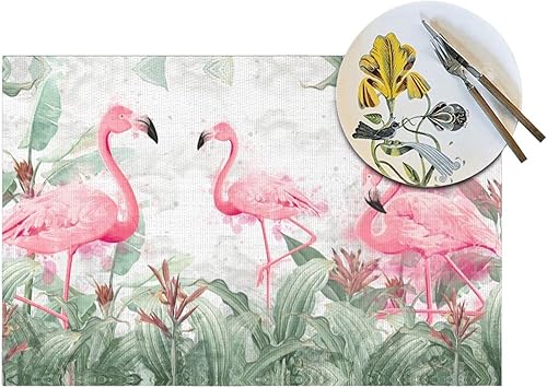 Miniatura 10 de Juego de 4 manteles individuales de PVC lavables de 12 x 18 pulgadas para mesa de comedor, manteles individuales antideslizantes de interior para