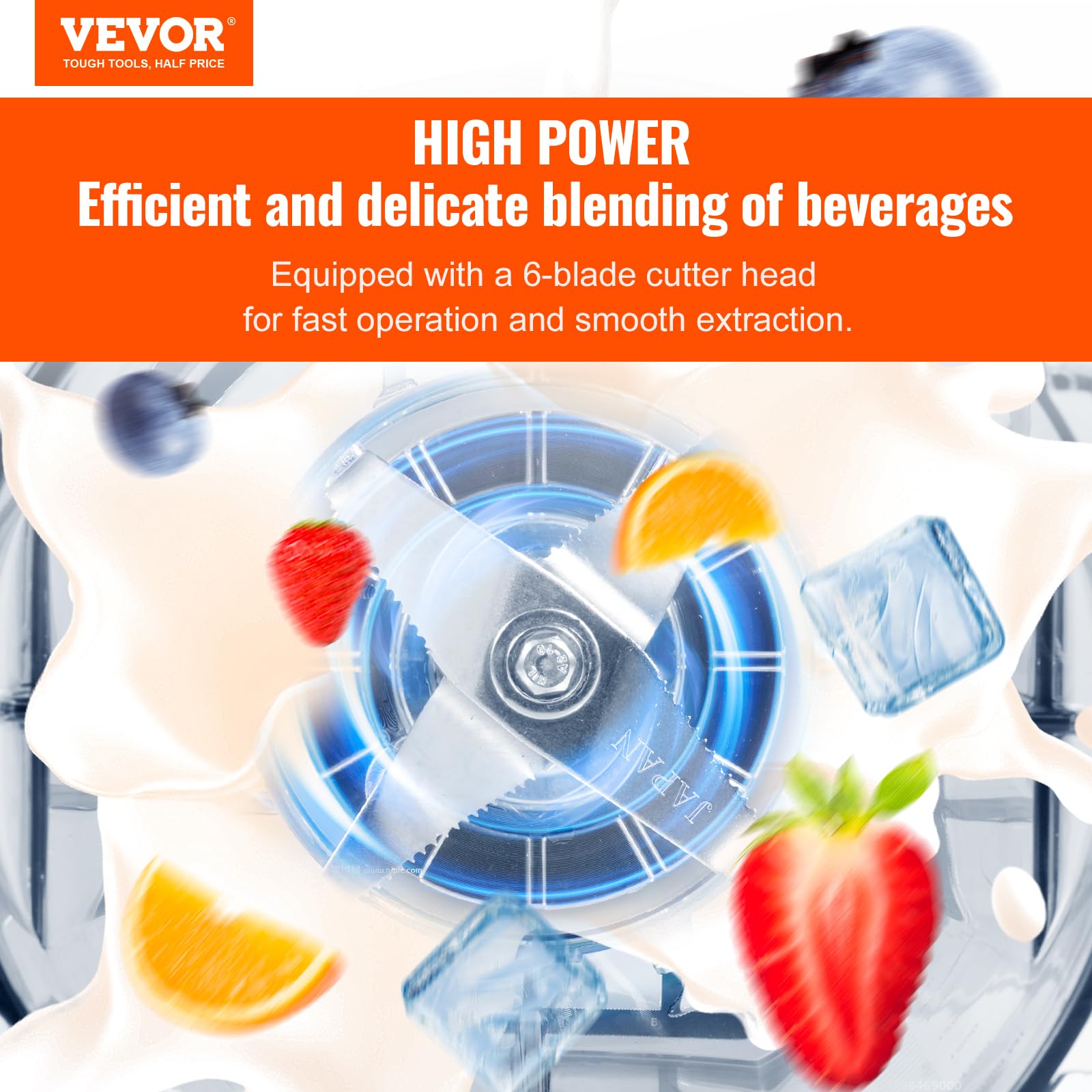 VEVOR Commercial Countertop Blenders with Shield,68 oz Jar Blender Combo, Stainless Steel 9 Speed & 5 Functions, for Shakes, Smoothies, Peree, and Crush Ice, White