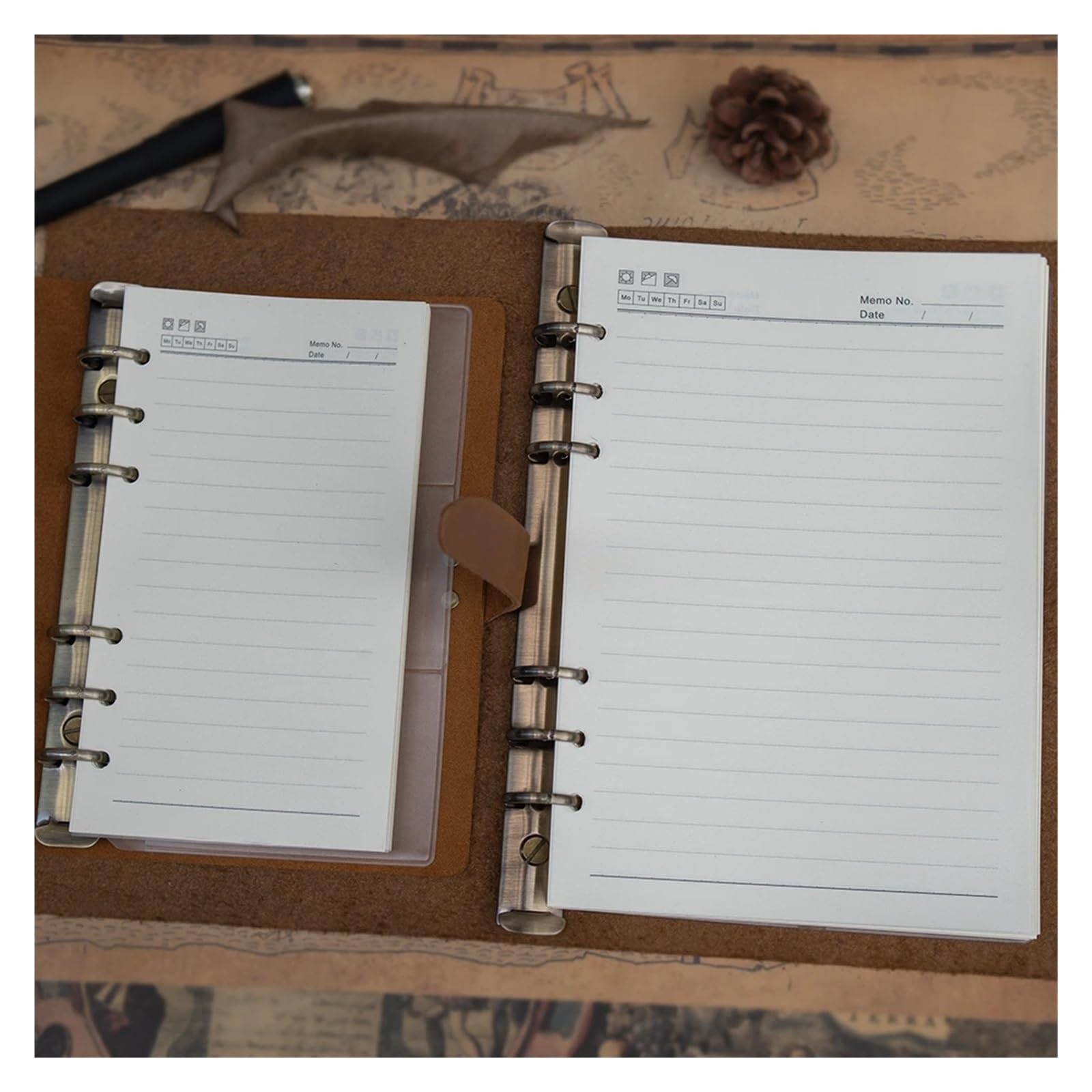 Carnet de notes polyvalent quotidien, carnet d'écriture et de prise de notes, peut remplacer le journal de remplissage à 6 trous(Flower,A5)