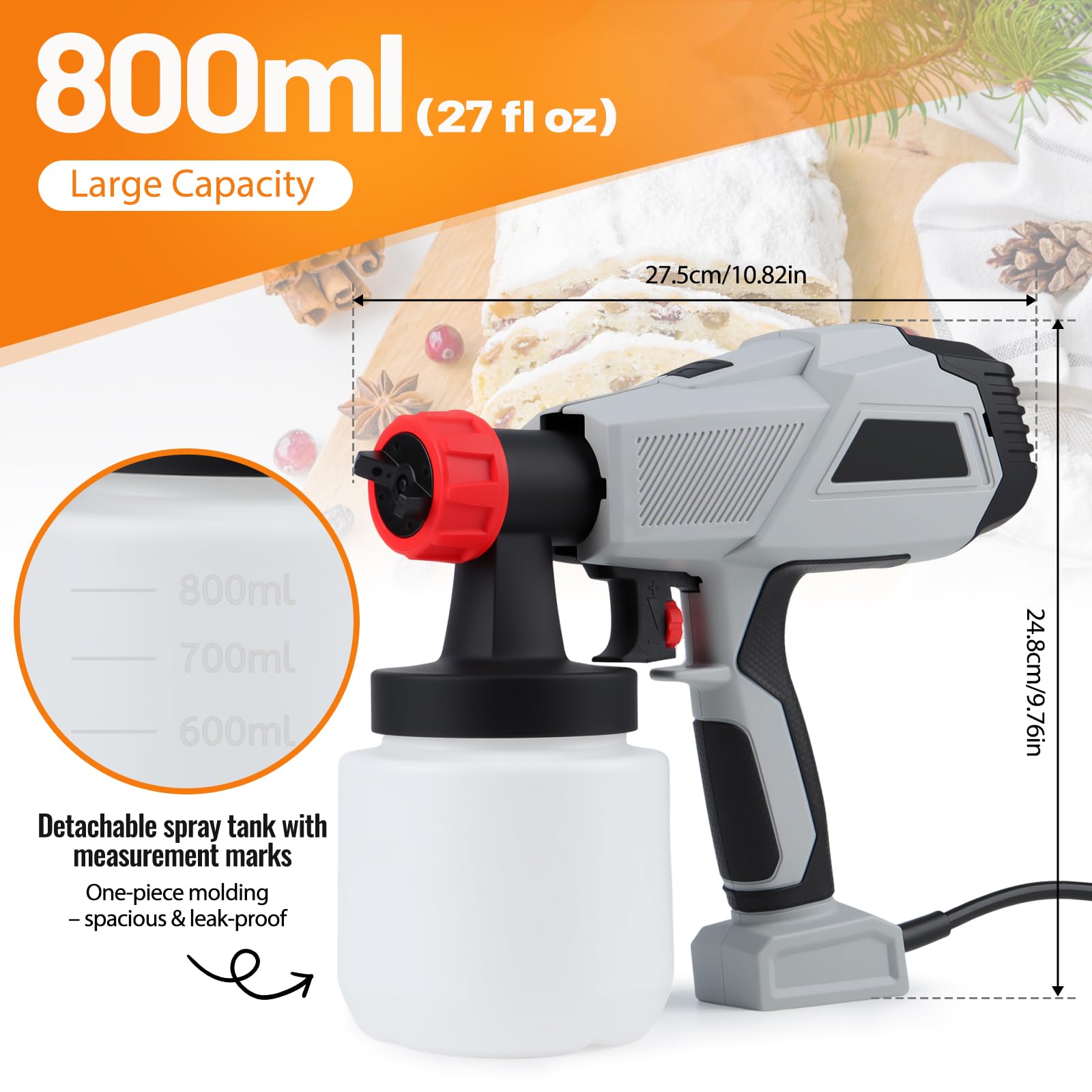 Tortendekorations Airbrush-Kit,500W Schokoladenspritzpistole,Tortendekorationsset