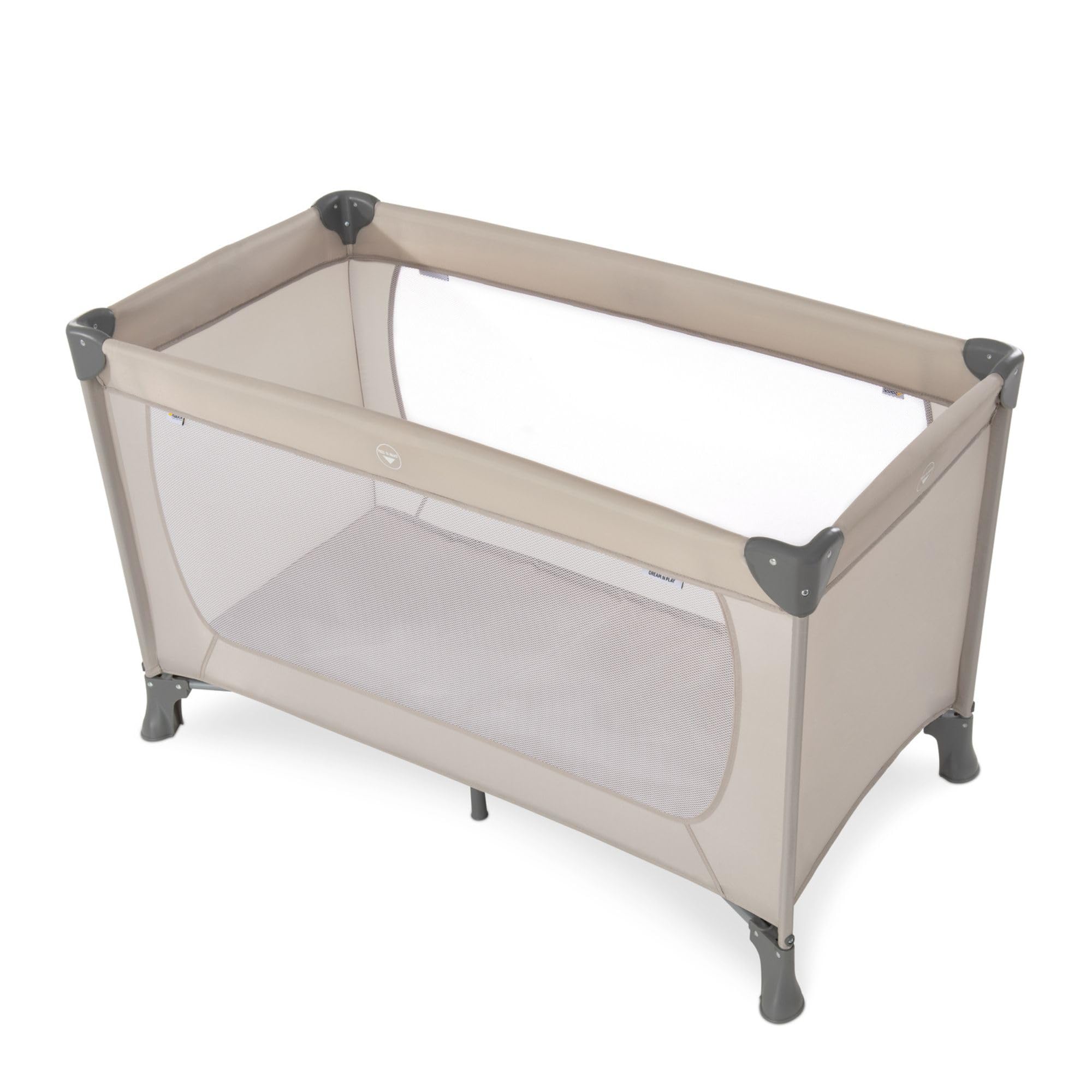 hauck Dream N Play Lit Parapluie – Lit Voyage Bebe et Enfant, Pliable, Compact, avec Sac de Transport, de la Naissance à 15 kg, Filets Respirants - Beige