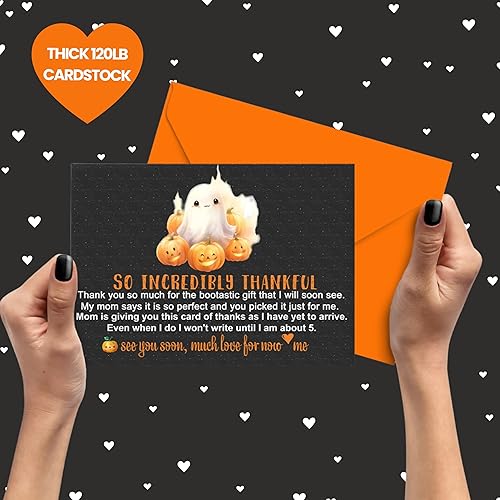 Miniatura 6 de Paper Clever Party Little Boo - Tarjetas de agradecimiento para baby shower con sobres, nota preescrita neutra de género con mensaje personalizado,