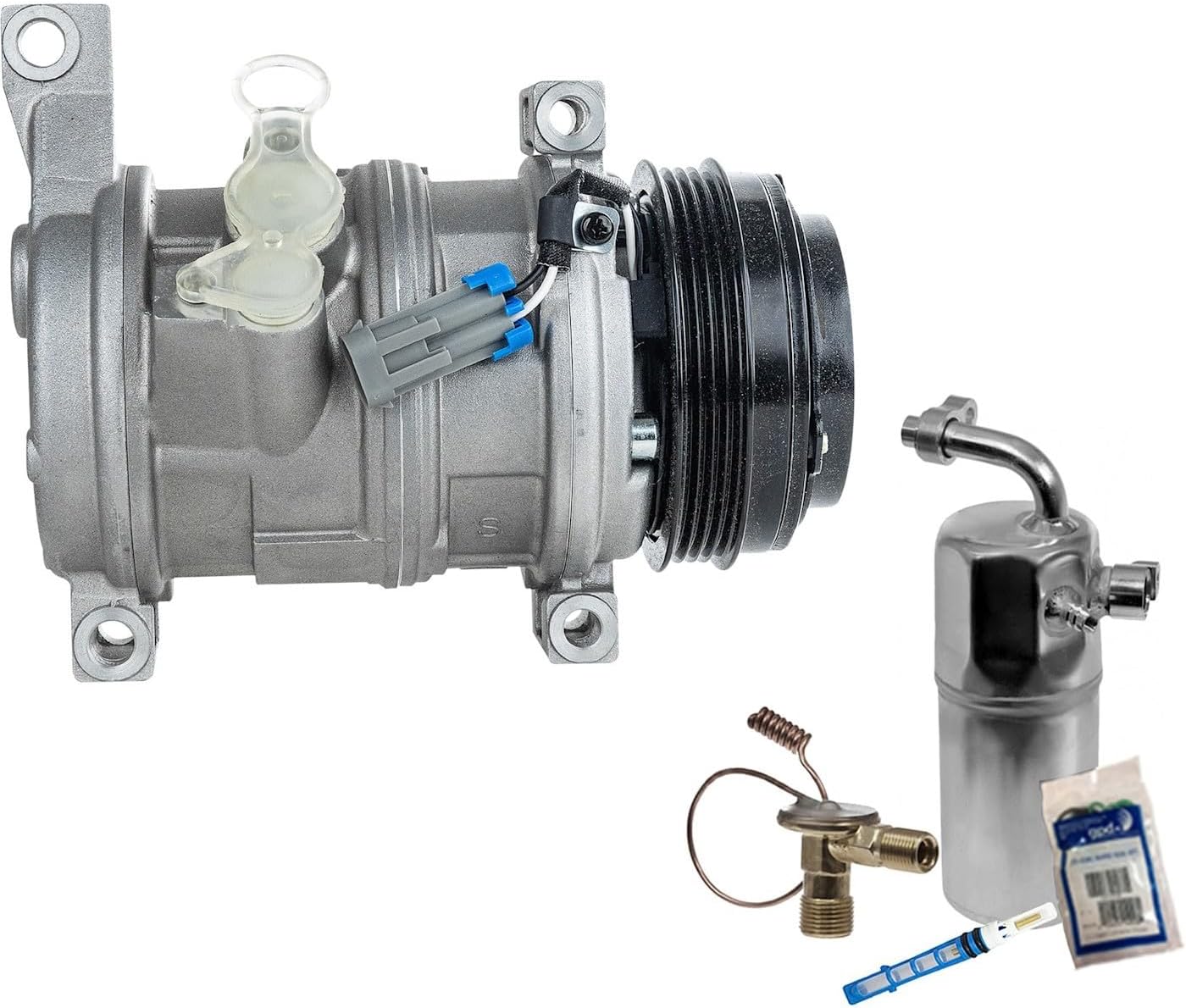 Replacement A/C Compressor Kit fits Chevrolet Silverado 1500 Silverado 1500 Classic (V8, 2-Bolt Hose Mounting)