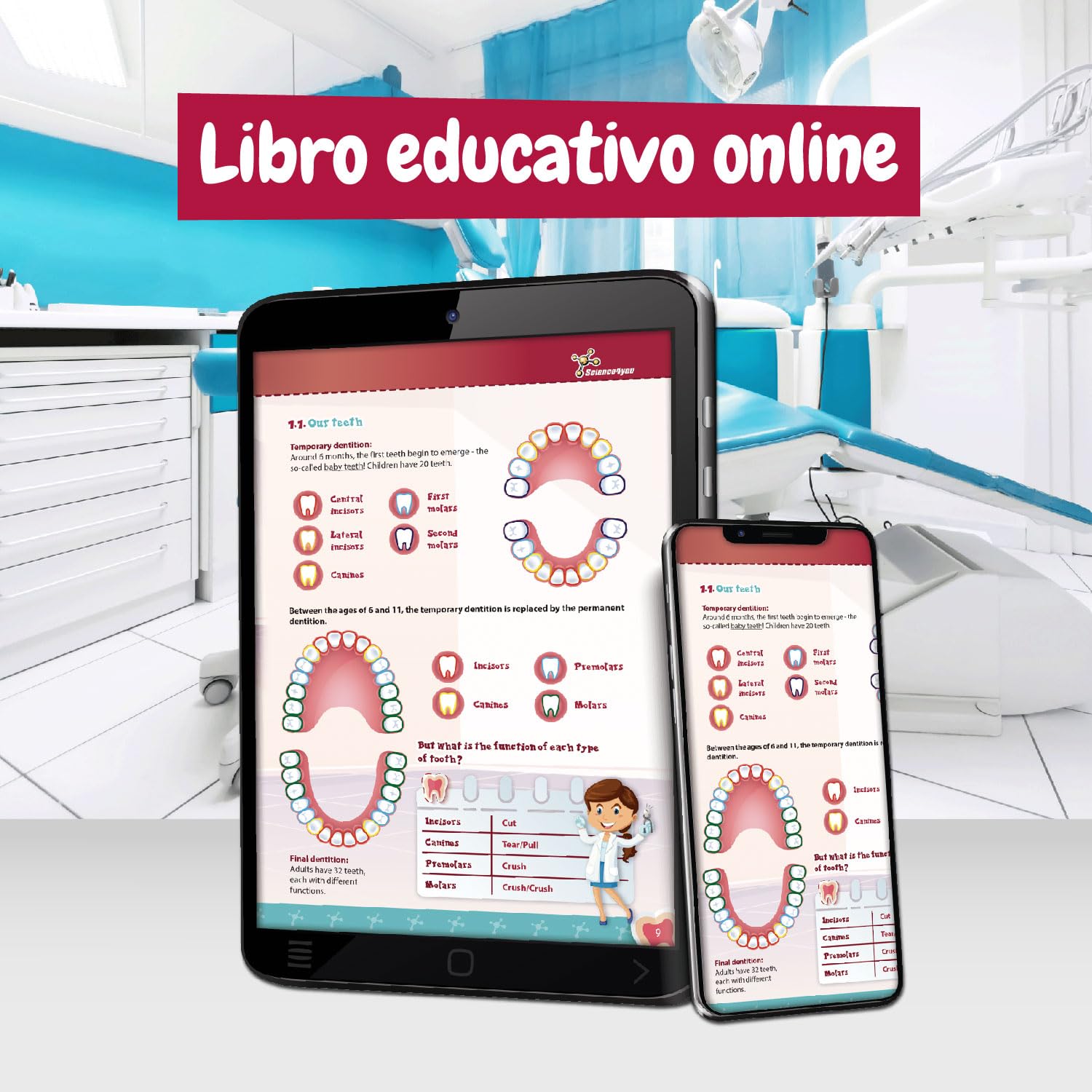 Science4you Il Mio Primo Kit da Dentista - Kit Dottoressa dei Denti, Gioco di Dottoressa Bambina e Bambino, Valigetta del Dottore con attività per Bambini, Giochi, Regalo per Bambino e Bambina 5+ anni