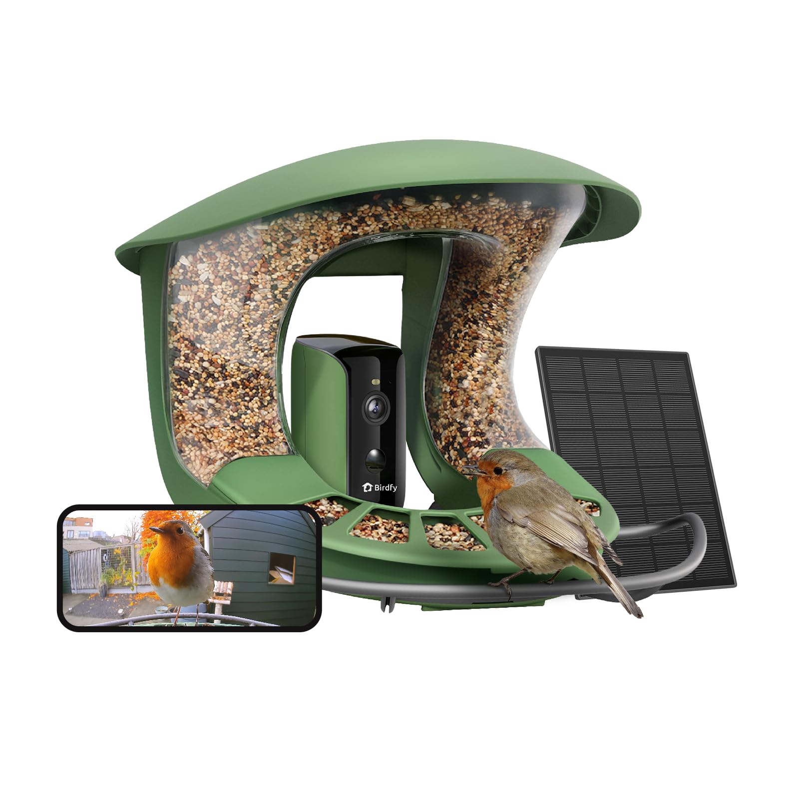 Birdfy Upgraded Bird Feeder Camera, Bird Watching Camera: Auto Identify, Notify, Capture Video, Permanent Store Fun Clips, Solar Powered & Wireless Smart Bird Feeder, Outdoor Garden, for Bird Lovers