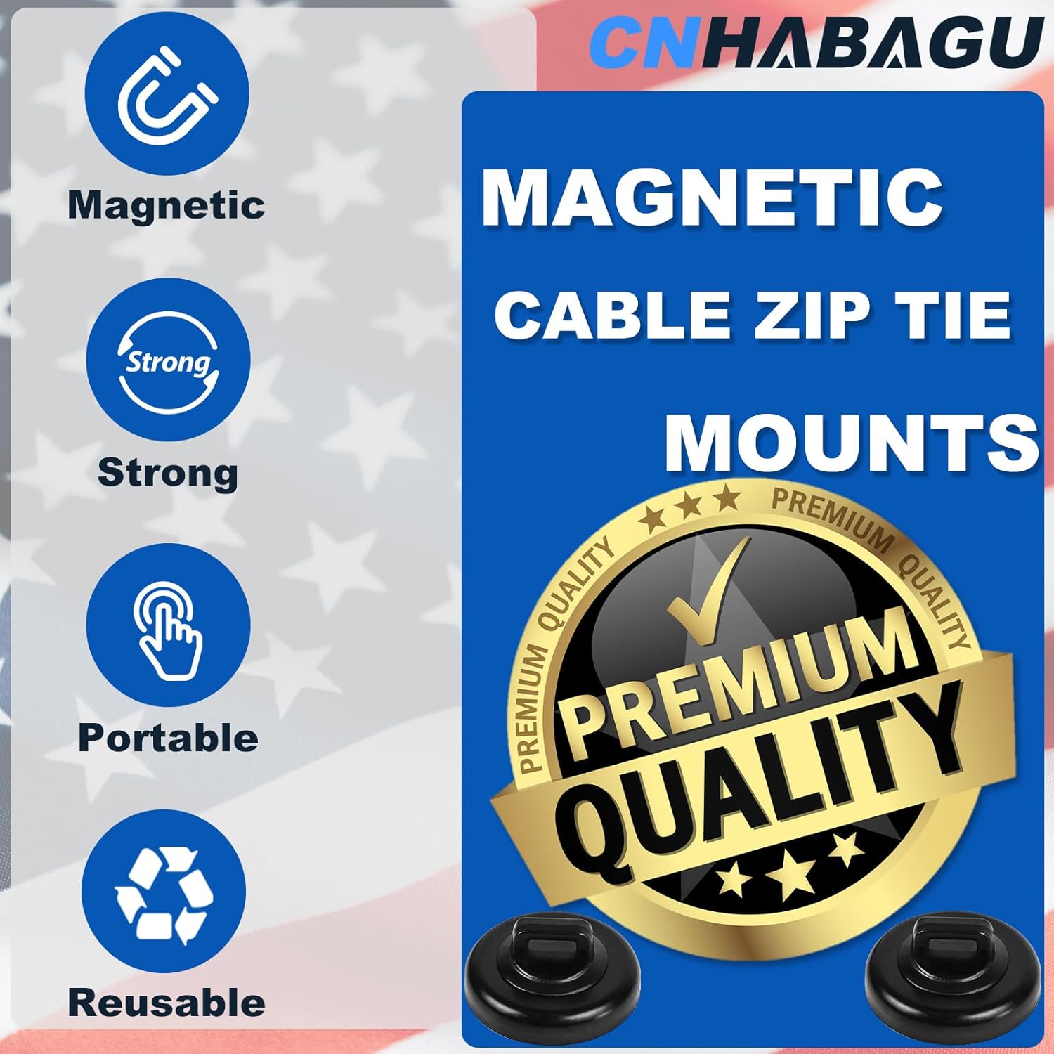 Magnetic Zip Tie Mounts Wire Magnet Cable Tie Mount Clips Base Holder Multipurpose Wire Cable Holder Mount Wire Clips Management for Home Office Marine Electrical Wiring (Black 24 Pcs)