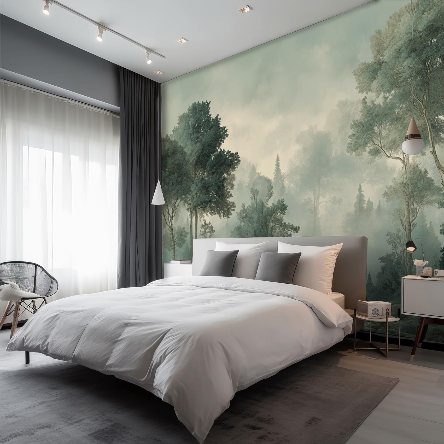 Generisch Tapete Nebelwald, Vliestapete Natur Landschaft Innen Wohnzimmer Küche Schlafzimmer Tapeten, Nebelwald Wand Deko Wandtapete 350L x 256B cm