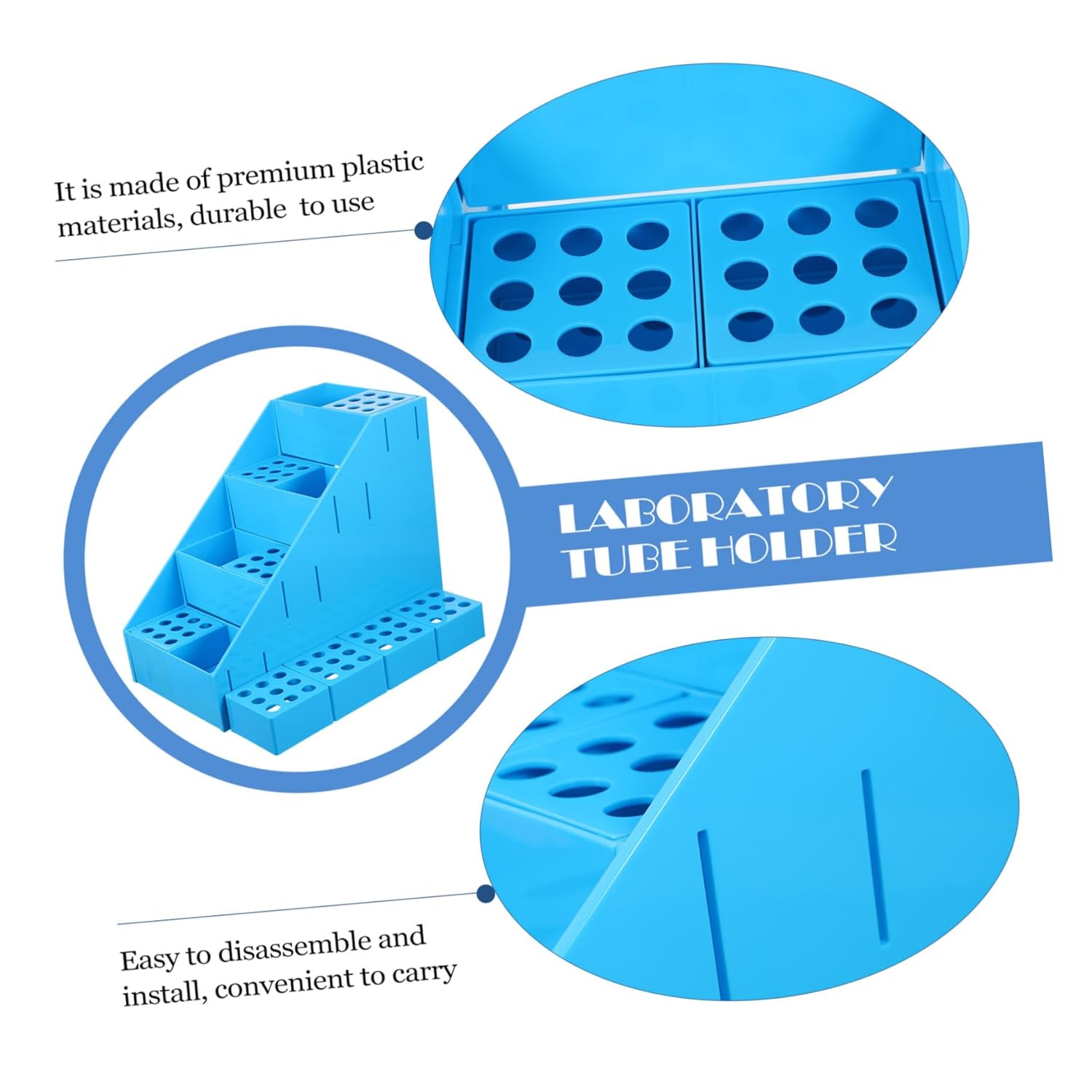 Veemoon Test Tube Rack Trapezoid Shaped Lightweight and Detachable Test Tube Holder for Easy Storage and Organization for Laboratories and Medical Use