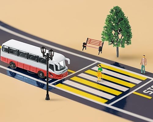 Miniatura 5 de 64 piezas de trenes de paisaje de ferrocarril arquitectónico a escala 1 50 figuras pintadas que incluyen personas en miniatura mini coches lámpara