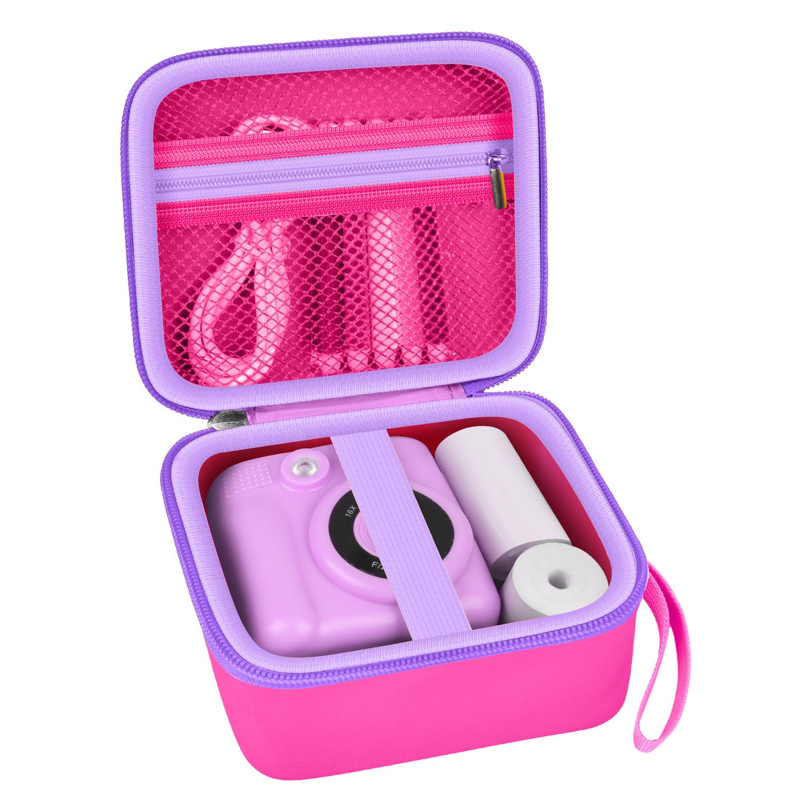 PAIYULE Kid Camera Case Compatible with Instant Camera for Kids Digital Video Cameras Storage Holder Bag for Girls Toddler Camera And Print Paper(Box Only), Bright Pink, Fashion