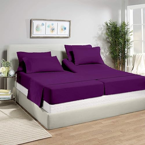 Juego de sábanas divididas California King de 7 piezas, ajustable, bolsillo profundo de 15 pulgadas, 100% algodón egipcio puro, 1000 hilos, tejido