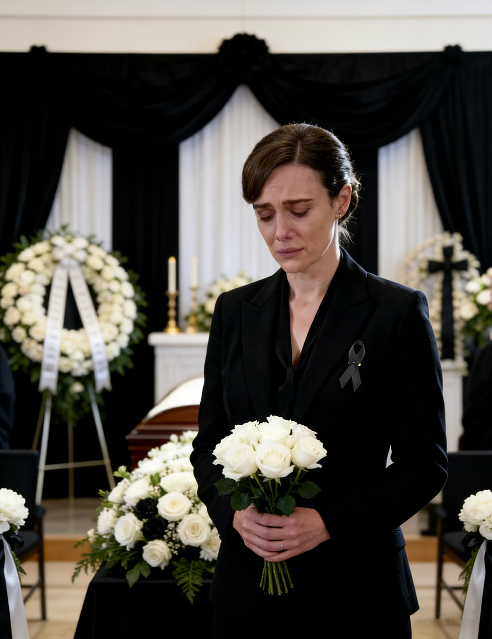 Alfiler Lazo de Duelo, Broches de Satin Negro para Funeral Accesorios 50 Unidades