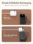 Banque d'électricité 30000mAh Câble intégré de chargeur portable, 22.5W USB-C Chargeur de téléphone portable rapide, 5 Produits 2 Entrées avec LED Affichage, Voyage Camping Banque de puissance essentielle pour iPhone Android