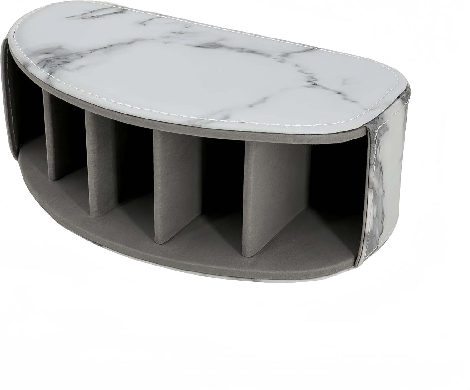 Arnice PU Leather Remote Holder, Arc Shape Caddy Desktop Organizer with 5 Spaces for TV, DVD Remotes, Media Controllers, Pen, Pencil, Office Supplies (White) image 5 of 7 B09WZT4GL6