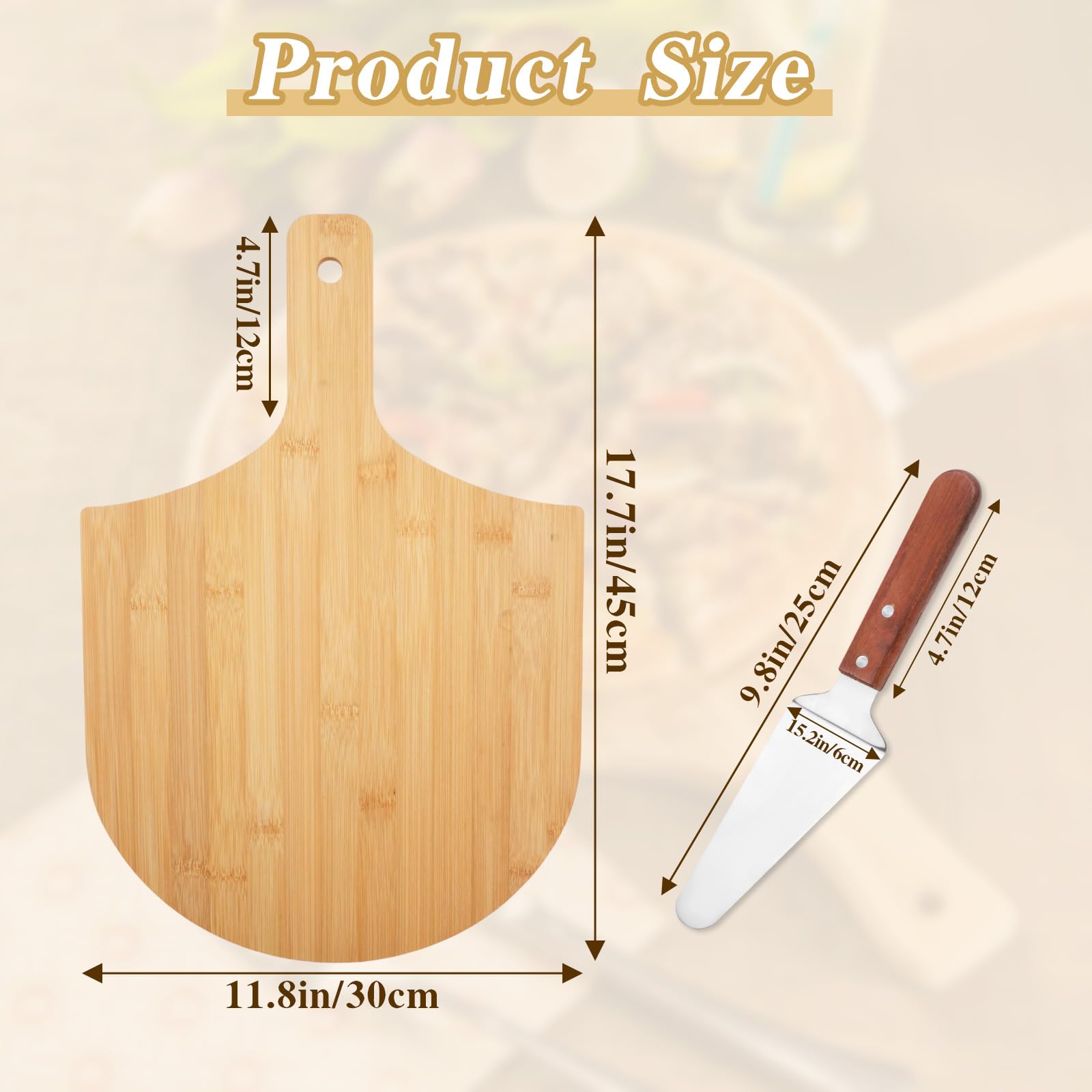 HOSTK Wooden Pizza Peel, 12inch Pizza Paddle Spatula Oven Accessory, Pizza Tools for Transferring & Serving, Wood Cutting Board for Cheese Bread Fruit Vegetables