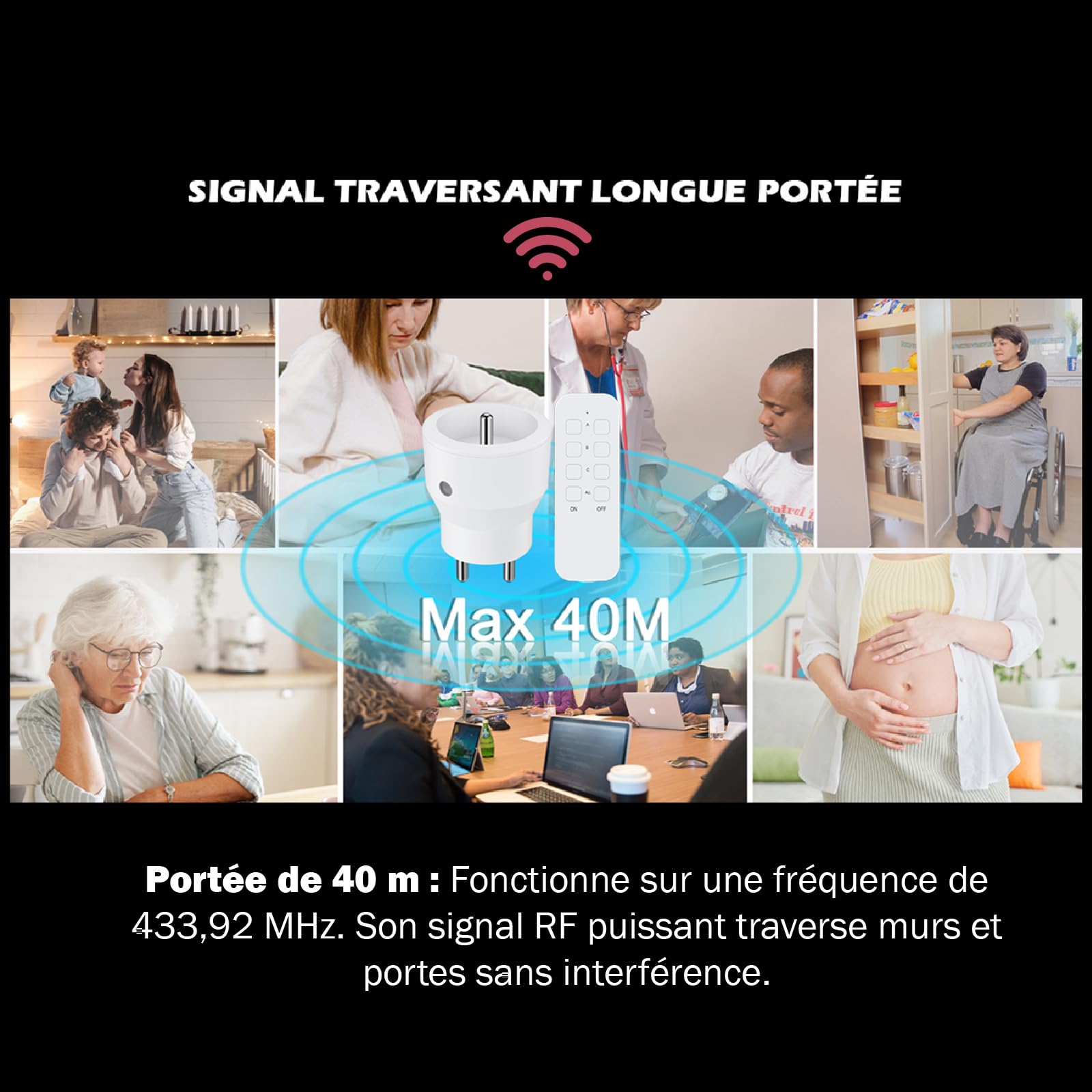 KYF 2 x Lot de 3 Prises 2300W avec 1 télécommande intérieure (Power_Strip, 3 Prises, Type E, 230V, 10A)