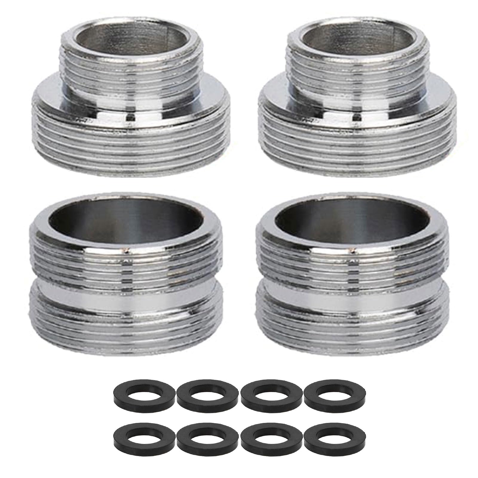 4 Pcs Faucet Adapter Kit, 16mm to 22mm Male Thread and M22 - M22 Brass Tap Aerator Connector with Gasket, Tap Aerator Faucet Adapter Set Faucet Connector for Kitchen Garden Bathroom Sink Hose