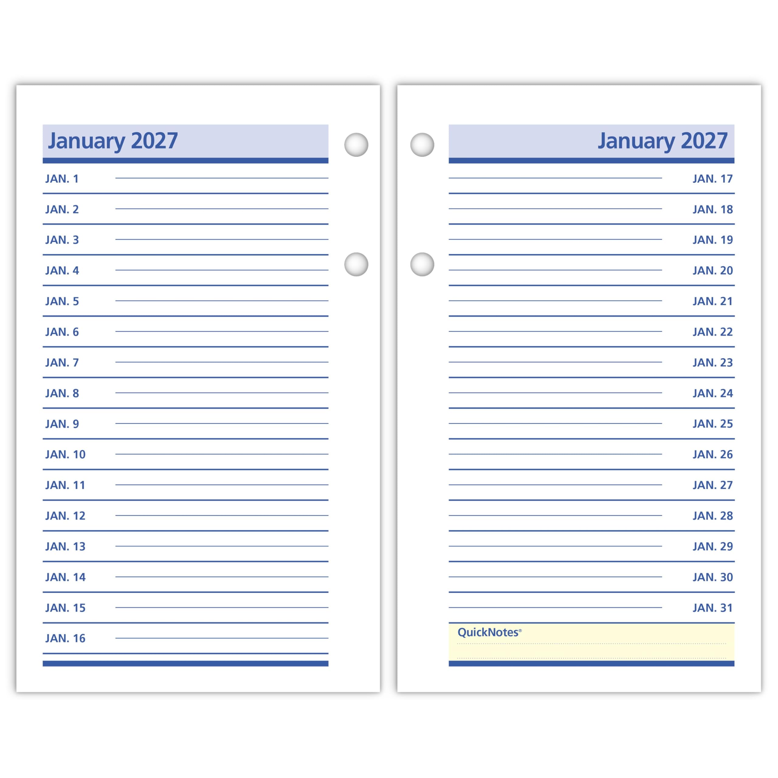 AT-A-GLANCE 2026 Tischkalender Nachfüllung, täglich, 8,9 x 15,2 cm, Standard, lose Blätter, QuickNotes (E5175026)