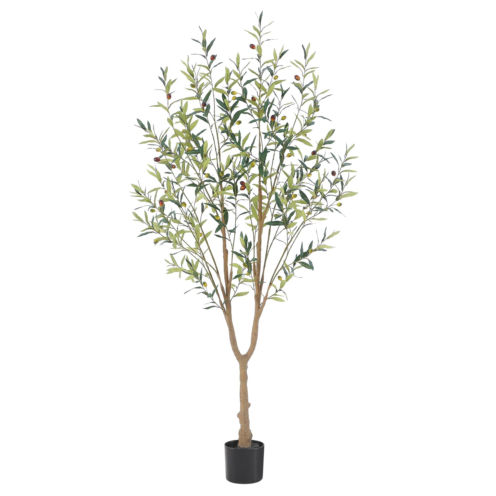 Tall Fuller Style Faux Olive Tree?6Ft(72”) Realistic Potted Silk Artificial Olive Tree? Fake Olive Trees Indoor with Green Leaves and Big Fruits for Home Office Indoor Floor Decor.