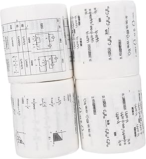 SECFOU 4 Rolos De Papel Higiênico De Fórmula Engraçada Banheiro Engraçado Papel Higiênico De Impressão Engraçado Rolo De Papel De Banheiro Polpa De Madeira Virgem Papel Doméstico