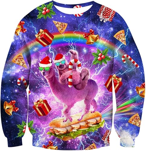 AIDEAONE - Sudaderas unisex con estampado feo de navidad 3D, manga larga