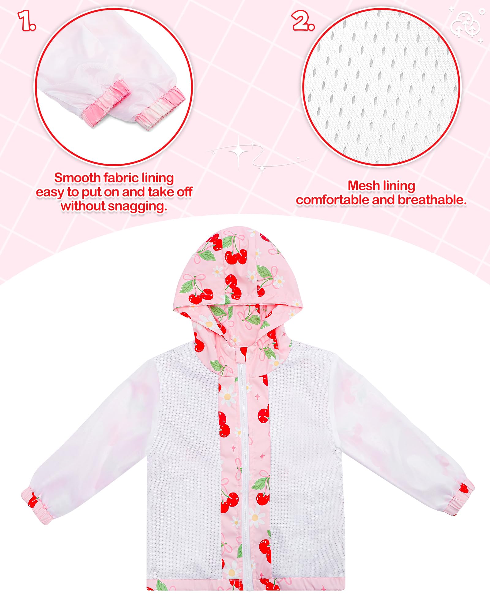 LACOFIA Veste Imperméable Fille Veste Coupe Vent Respirant à Capuche Blouson de Pluie Léger pour Enfant 3~12 ans