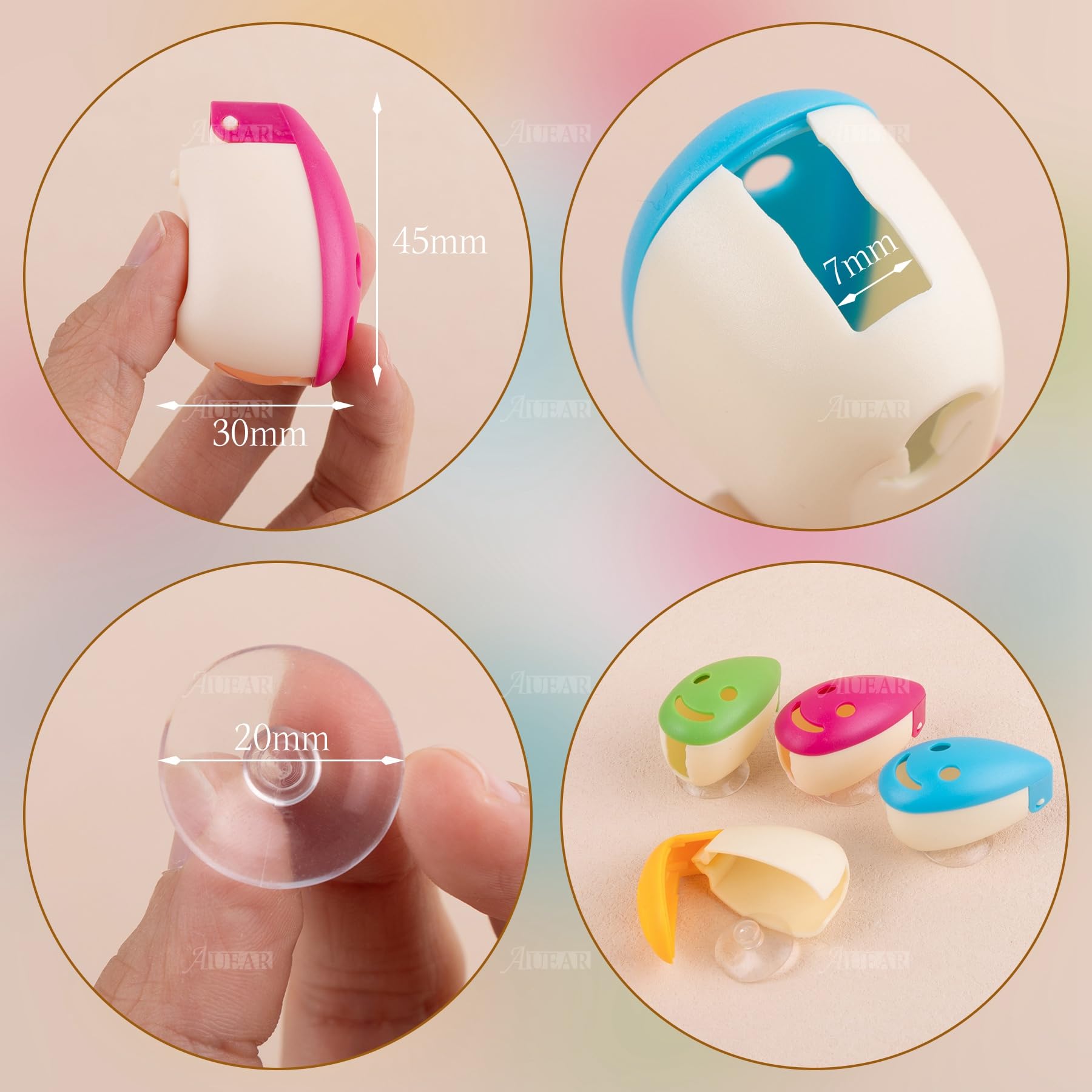 AUEAR, 12 Pack Portable Toothbrush Holder Cover Smile Face With Suction Cup For Home Hotel
