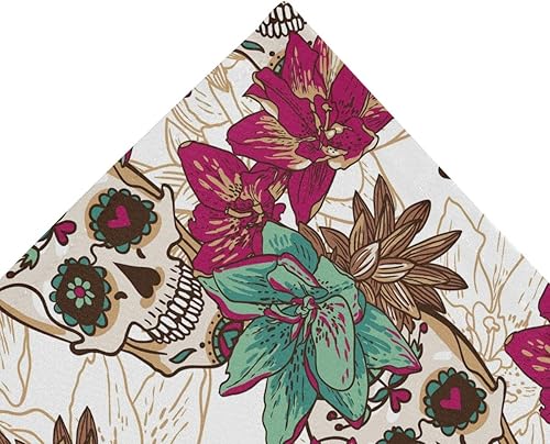 Miniatura 3 de Tapiz de flores de calavera para el día de los muertos, divertido esqueleto humano, púrpura, arte floral para colgar para dormitorio, sala de estar