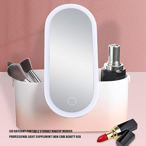 Miniatura 2 de Caja organizadora de maquillaje de viaje con espejo, bolsa de maquillaje plplaaoo con espejo iluminado, caja de cosméticos portátil, estuche de