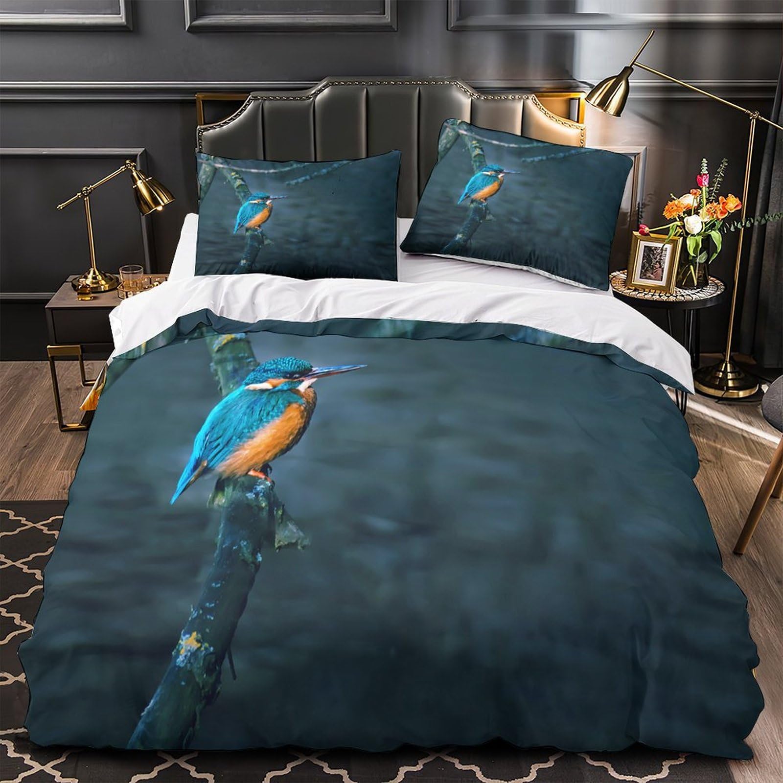 Housse de couette martin-pêcheur 140x200cm pour lit single