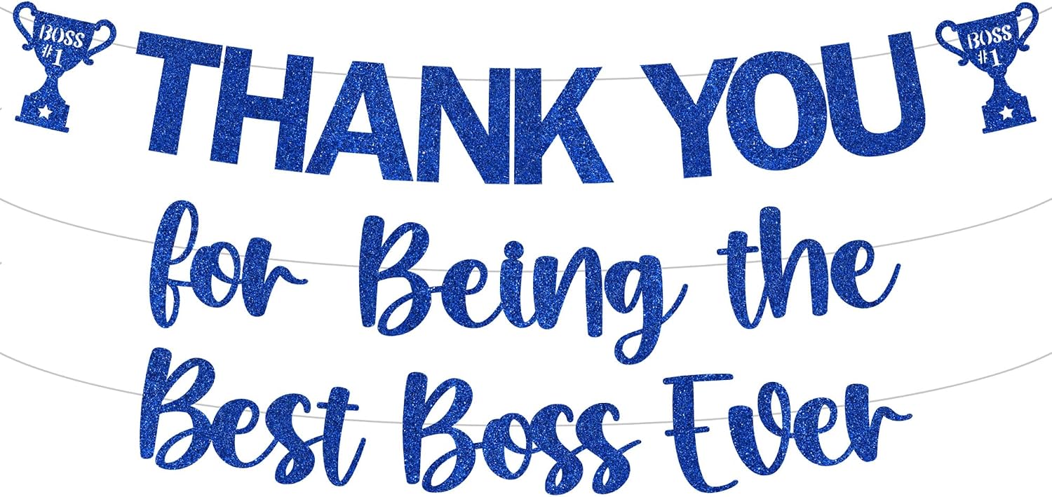 Happy Boss Day Banner Decorations, Pre-Strung Thank You Best Boss Ever