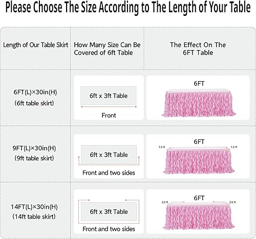 Miniatura 5 de leegleri Falda de mesa tutú rosa bebé de 9 pies, falda de mesa de tul para mesas rectangulares y redondas, mantel de tutú con volantes para