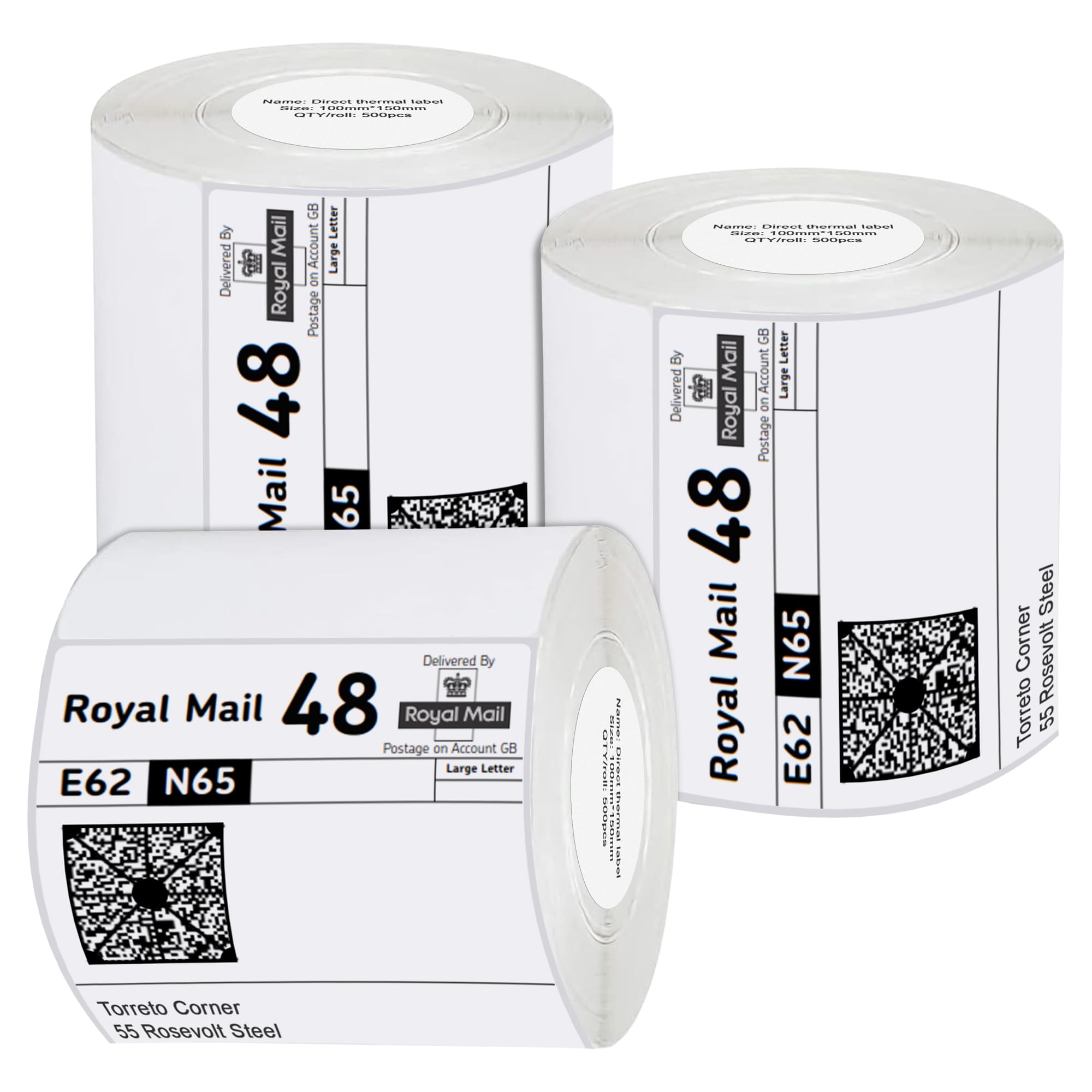 iSOUL 4X6 Direct Thermal Printer Labels 3 Roll 100mm x 150mm 500 White Permanent Adhesive Shipping Labels Rolls Compatible with Etsy, Shopify, Ebay, Amazon, Royal Mail, FedEx 3 Roll Pack