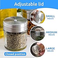 Vista 3 de CUSINIUM Paquete de 2 tarros de especias de vidrio de 1.5oz con agitador y tapa ajustable
