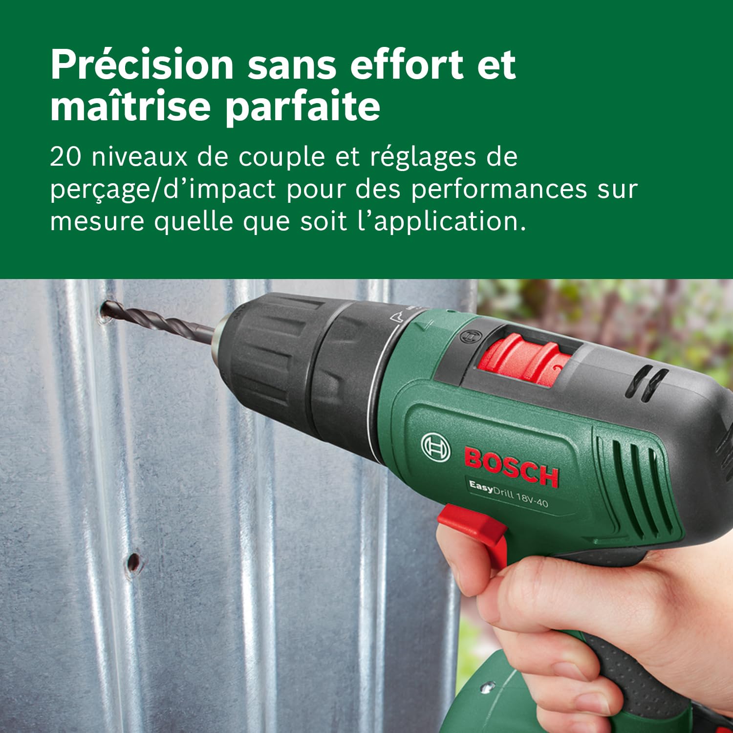 Bosch Perceuse-visseuse sans fil EasyDrill 18V-40 1 batterie 2,0 Ah 18 V coffret de transport