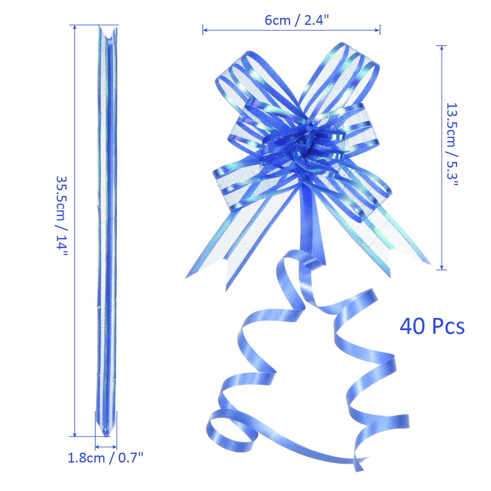 M METERXITY 40 Pack Chiffon Pull Bows - Presents Wrap String Bow, (2.4" Dark Blue) - Image 3