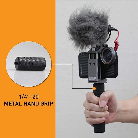Cinema Mount Mini Smartphone Rig & Aluminum Alloy Grip Handle, Cell Phone Tripod Adapter, Standard Cold Shoe Mount, Tripod Mount, Fit Arca Swiss Compatible with iPhone 11 12 Pro Max