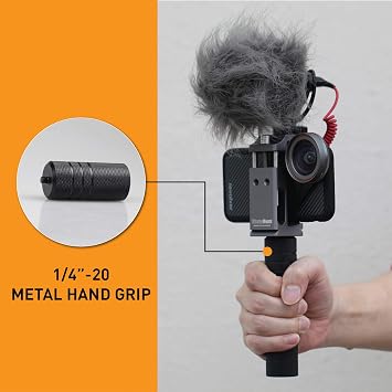 Cinema Mount Mini Smartphone Rig & Aluminum Alloy Grip Handle, Cell Phone Tripod Adapter, Standard Cold Shoe Mount, Tripod Mount, Fit Arca Swiss Compatible with iPhone 11 12 Pro Max