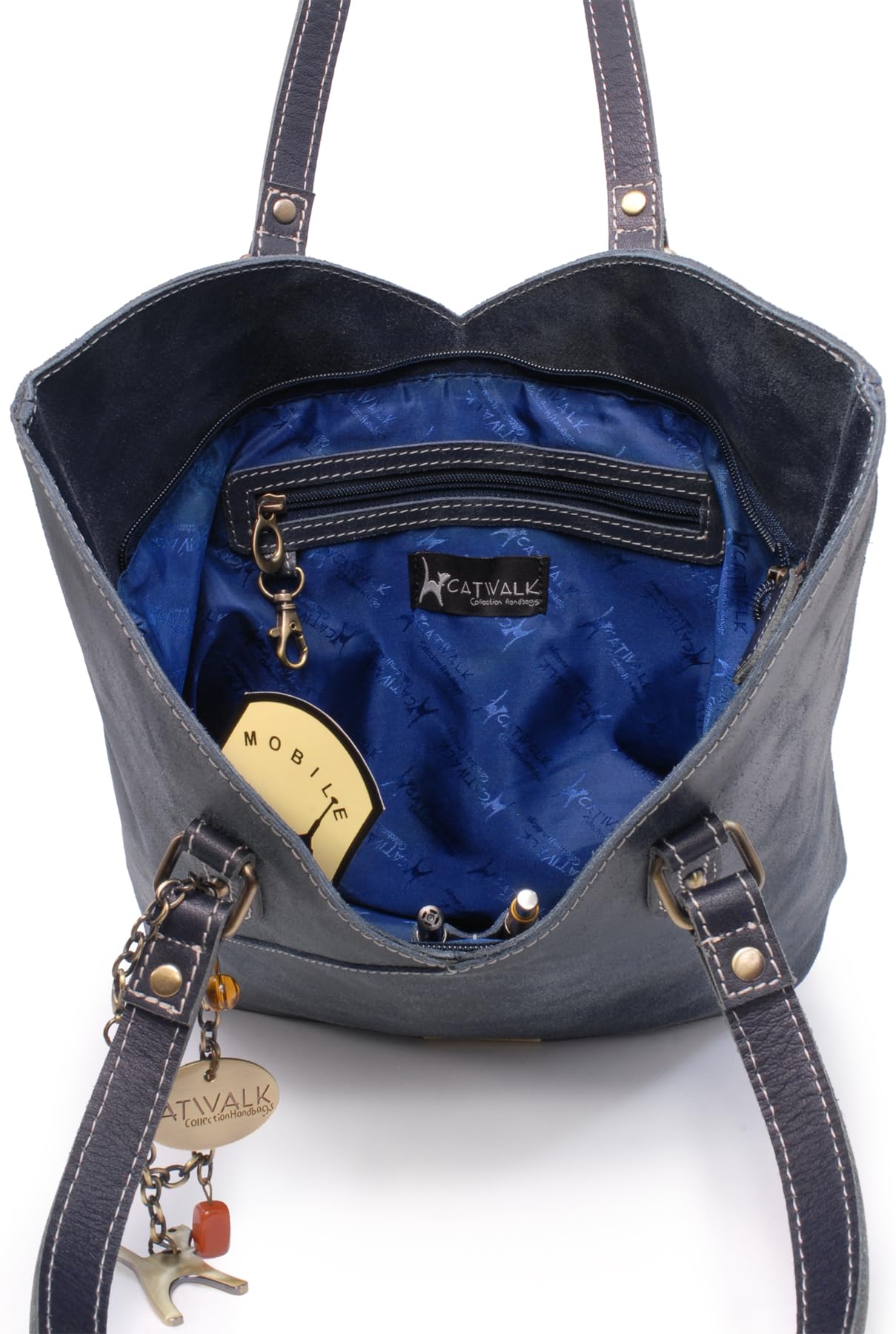 Catwalk Collection Handbags - Grande Tote Bag in Pelle Invecchiata - Borsa a Spalla Tulipano da Donna - Borsa a Mano da Lavoro - Abigail