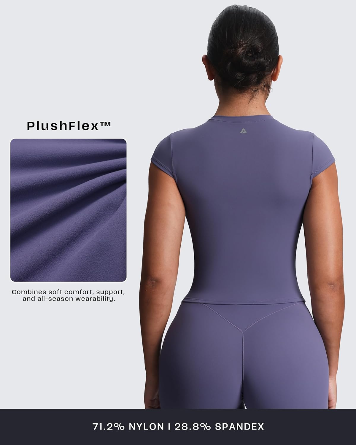 Aoxjox Women's Cap Sleeve T-Shirts Crew Neck Velura Ruched Tee Without Padded Workout PlushFlex™ Gym Yoga Crop Top - Image 4