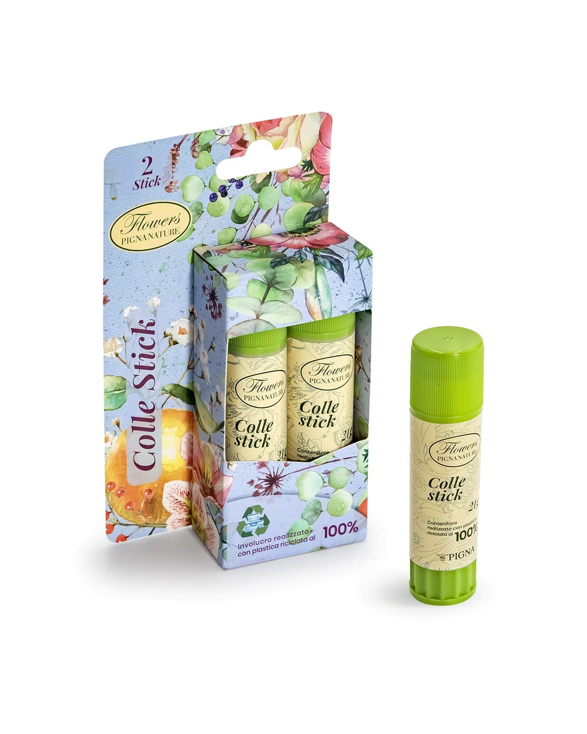 Pigna Blister 2 Glue Stick Nature Flowers