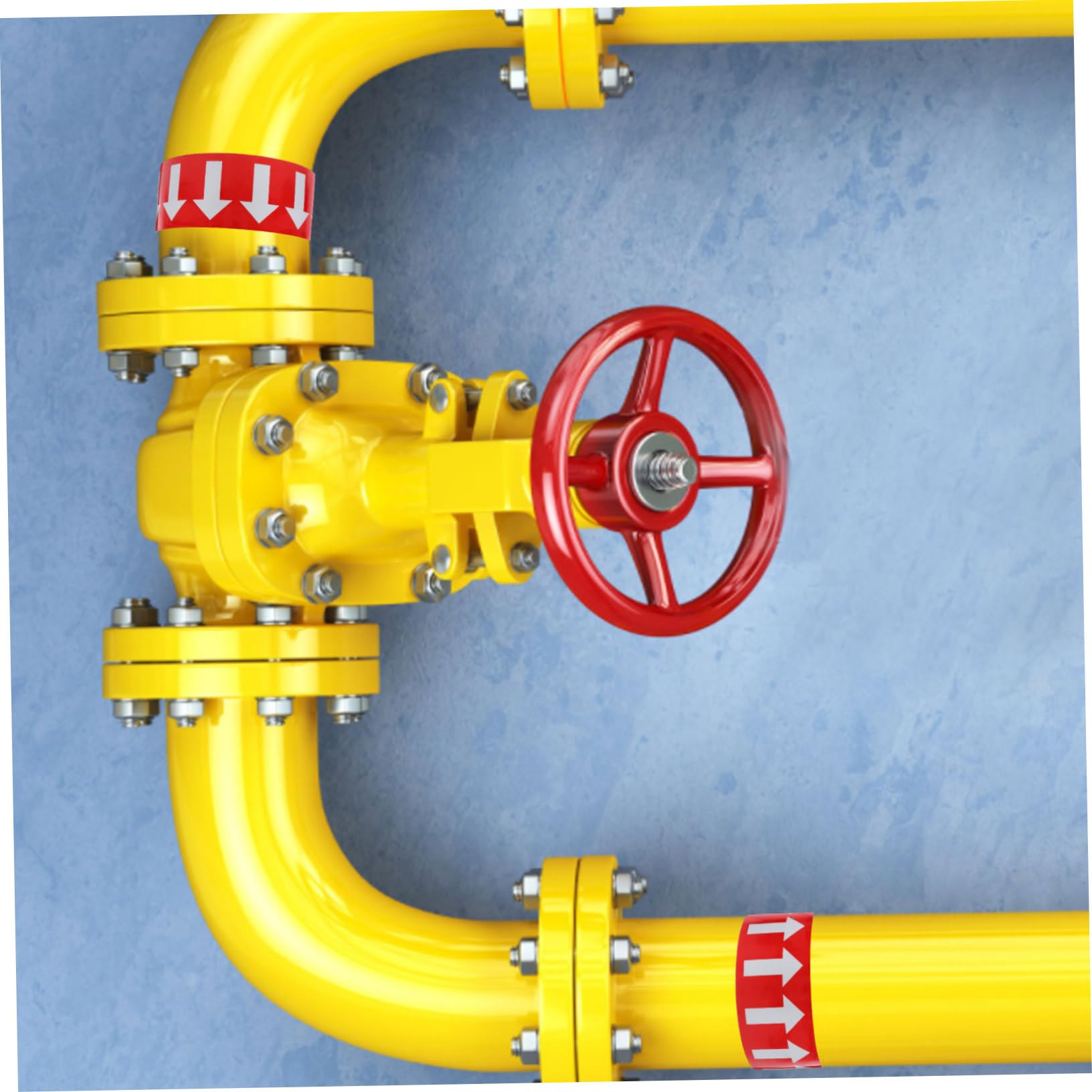 ULTECHNOVO Nastro Adesivo a Freccia Direzionale 50mm x 20m, Adesivo Autoadesivo in Polistirene Rosso Freccia Bianca, Visibilità Riflettente Per Segnaletica Tubi e Impianti Industriali