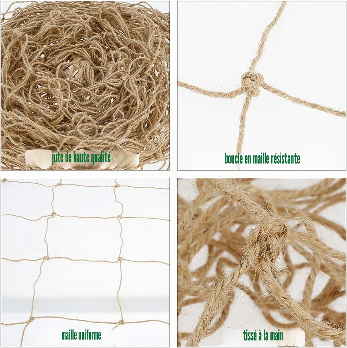 Filet de Jute 2m x 10m pour Soutien des Plantes - Treillis Écologique Biodégradable Compostable pour Jardin