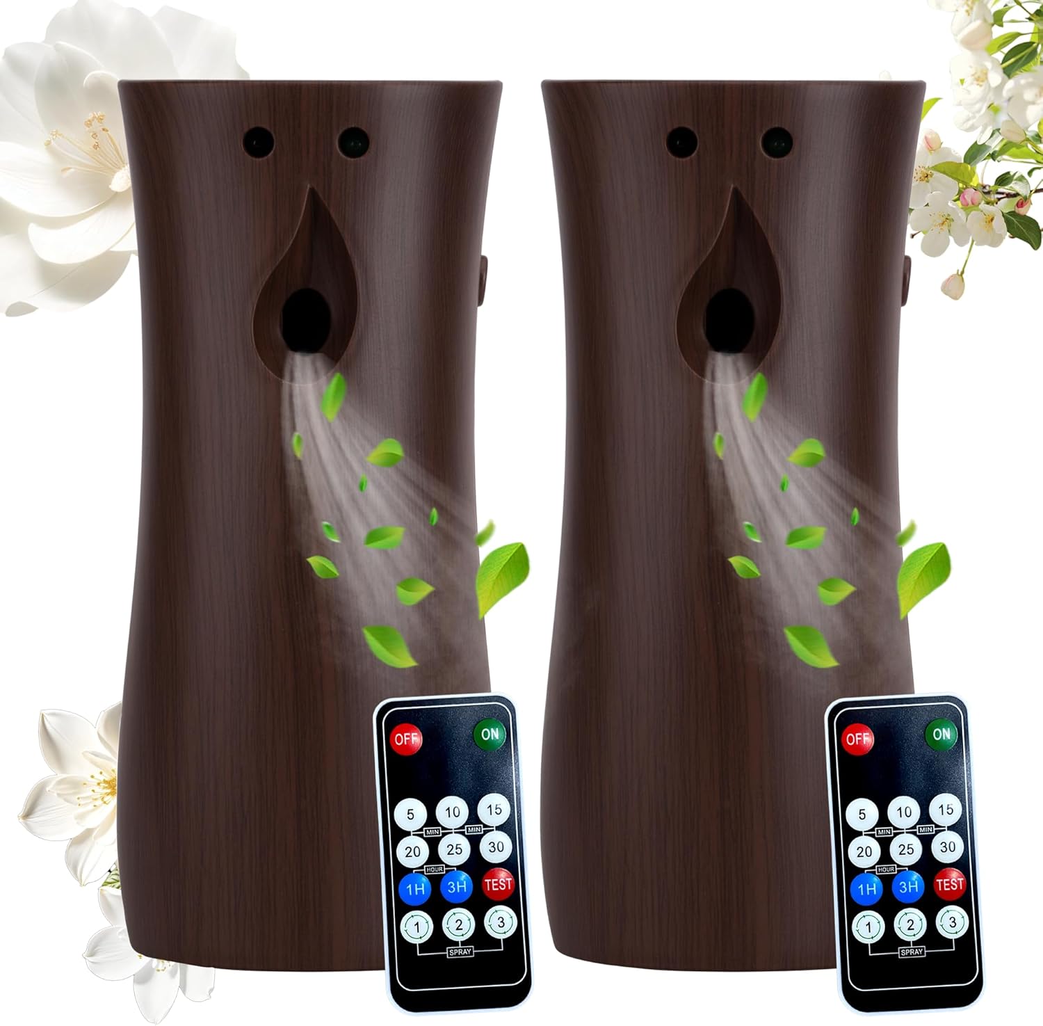 Automatic Air Freshener Spray Dispenser (2-pack), Wall Mounted or Freestanding Sprayer Holder, Multiple Time Settings, Commercial and Home Use in Bathrooms, Offices, Living Rooms, etc (Black, 1121)